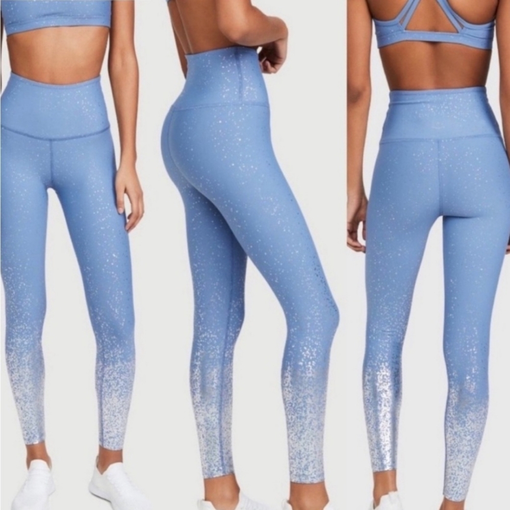NEW ~BEYOND YOGA~ Silver Alloy High Waisted Leggings Size S Small